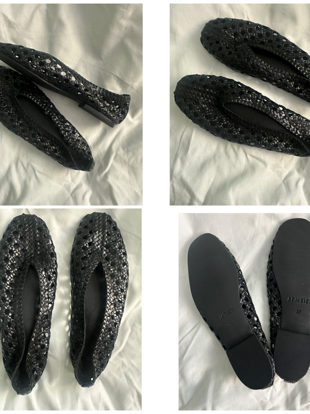 Bembien Black Woven Ballet Flats